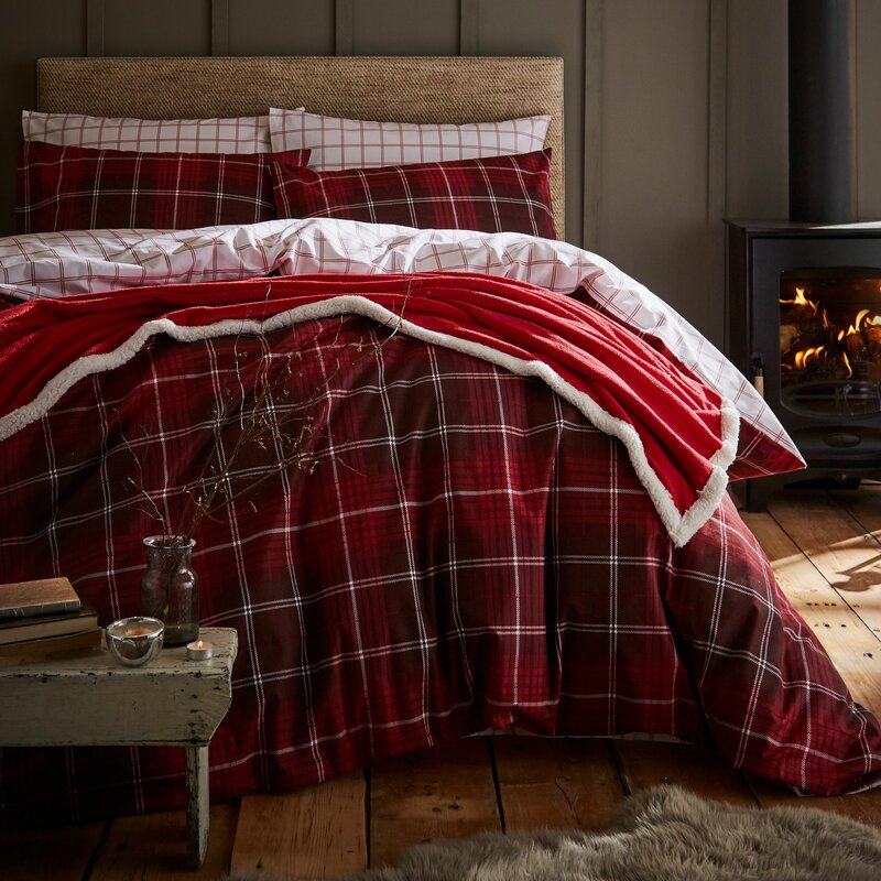 red tartan bed sheets